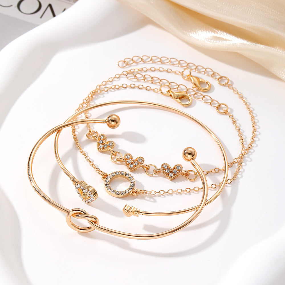 Knotted Open Bracelet 4-Piece Set