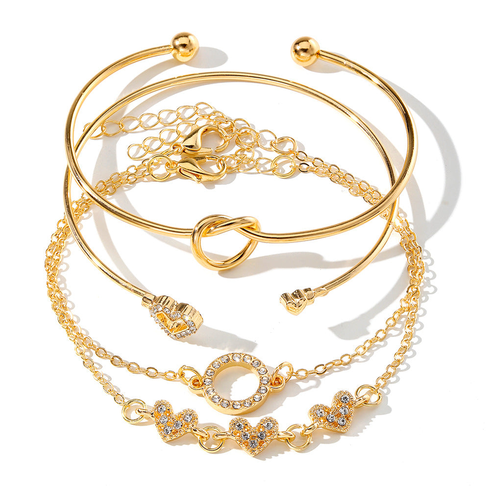 Knotted Open Bracelet 4-Piece Set