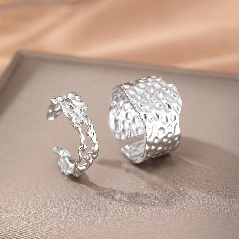 SRNG-15 - Lava-Textured Stainless Steel Ring - Adjustable