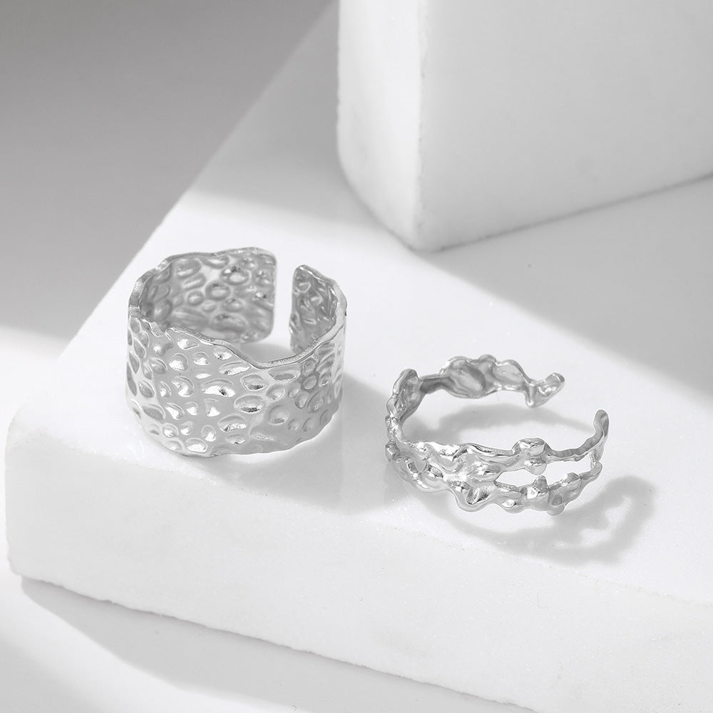 SRNG-15 - Lava-Textured Stainless Steel Ring - Adjustable