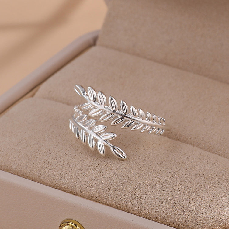 SRNG-31 - Leaf Shaped Stainless Steel Ring - Adjustable