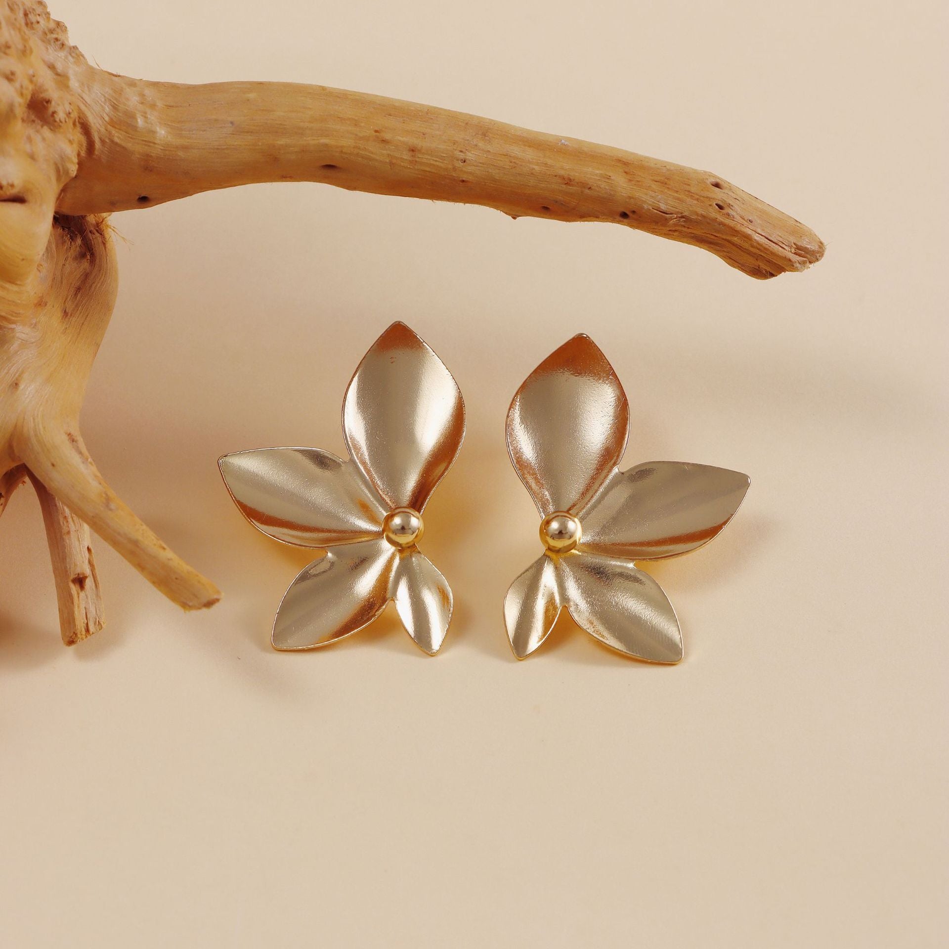 Leaf and Petal Stud Earrings