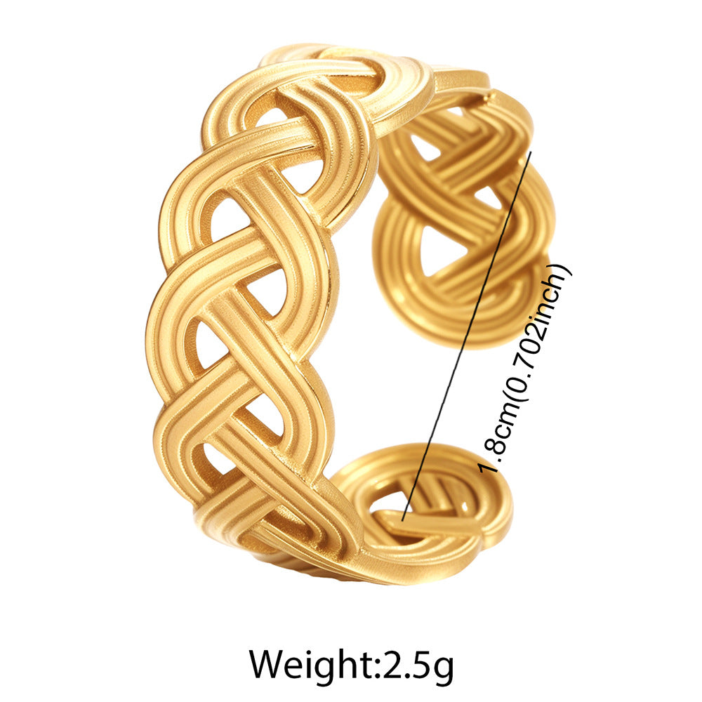 SRNG-04 - Line Woven Court Stainless Steel Ring - Adjustable