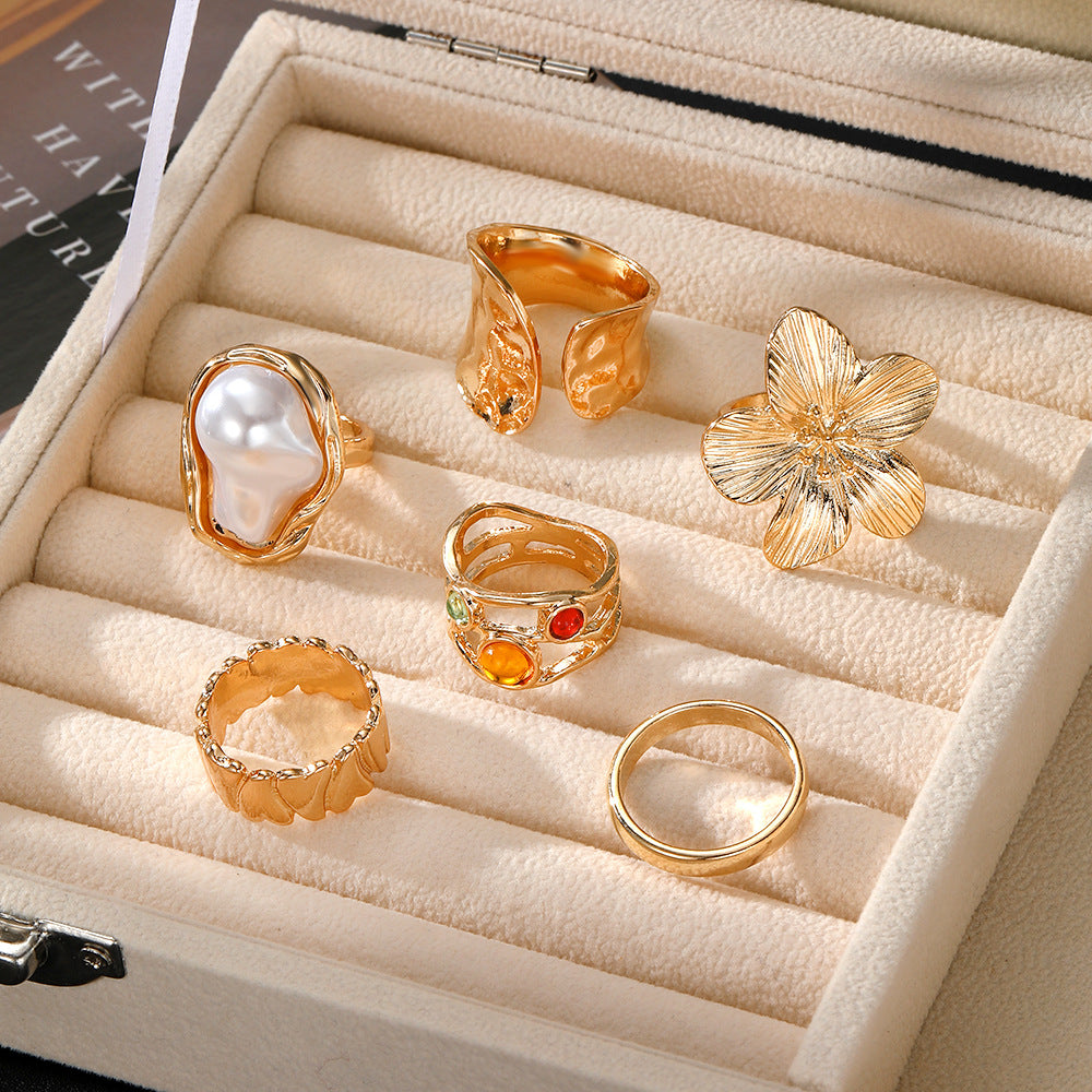 Liquid Lava Flower Open Rings