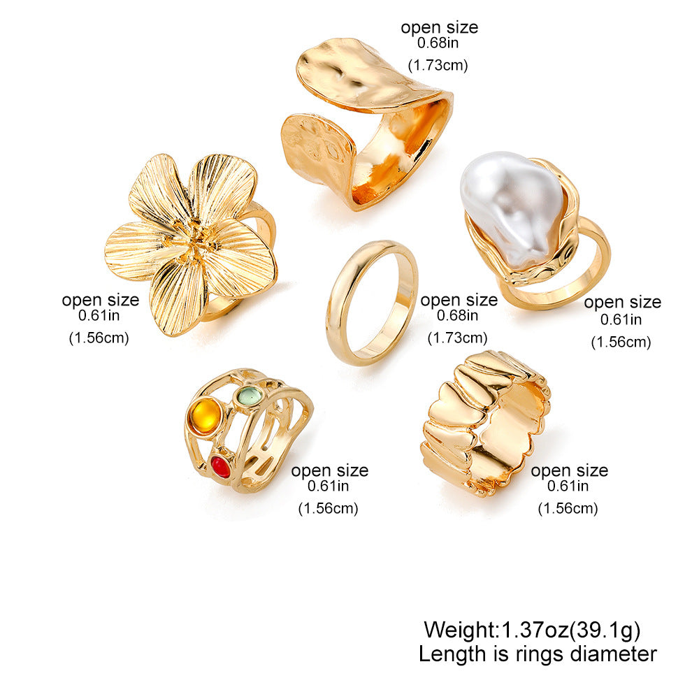 Liquid Lava Flower Open Rings