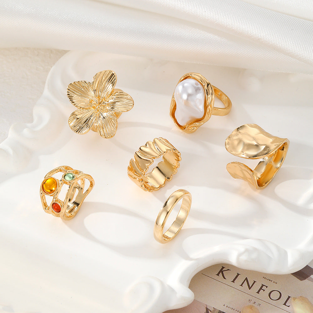 Liquid Lava Flower Open Rings