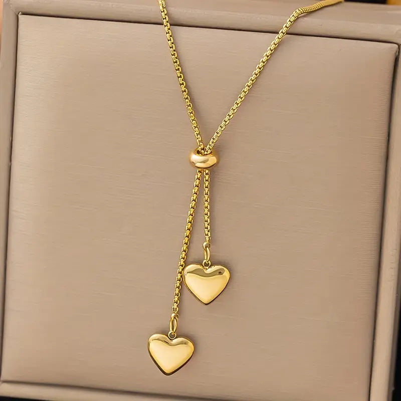 SNKL08 - Love Heart Charms Stainless Steel Necklace