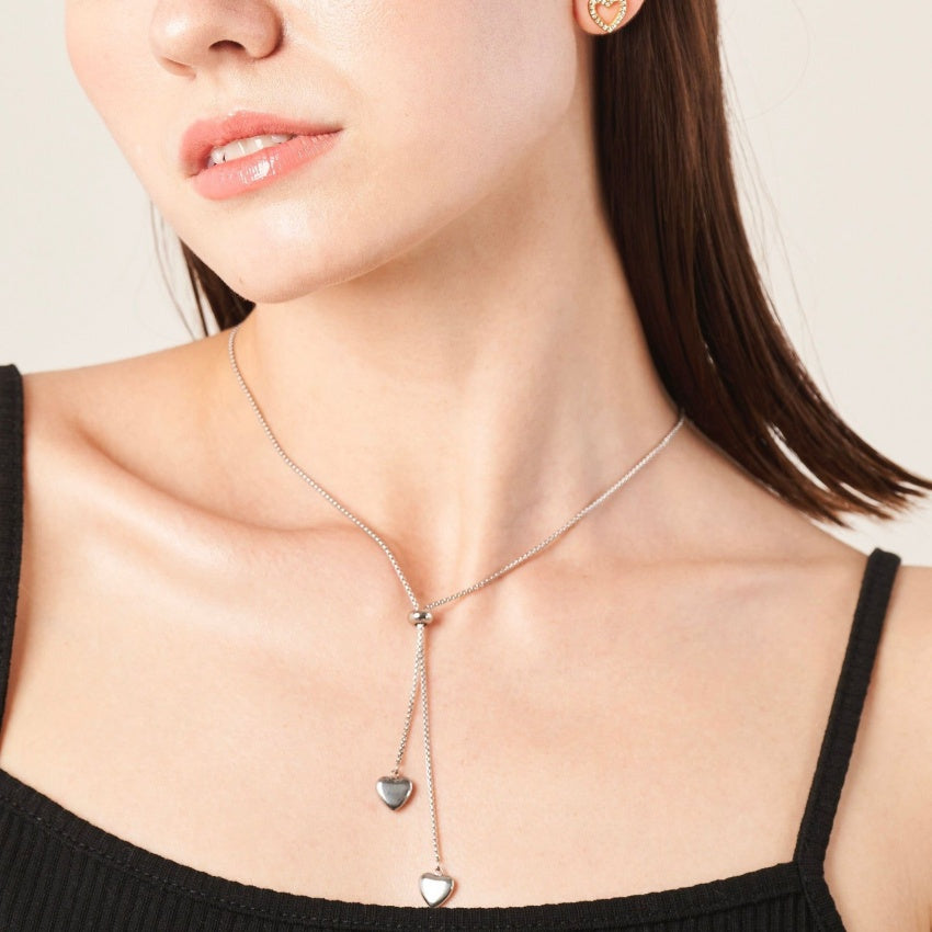 SNKL08 - Love Heart Charms Stainless Steel Necklace
