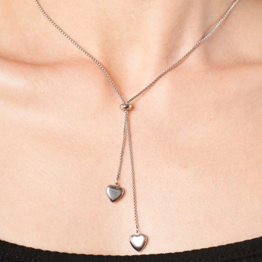 SNKL08 - Love Heart Charms Stainless Steel Necklace