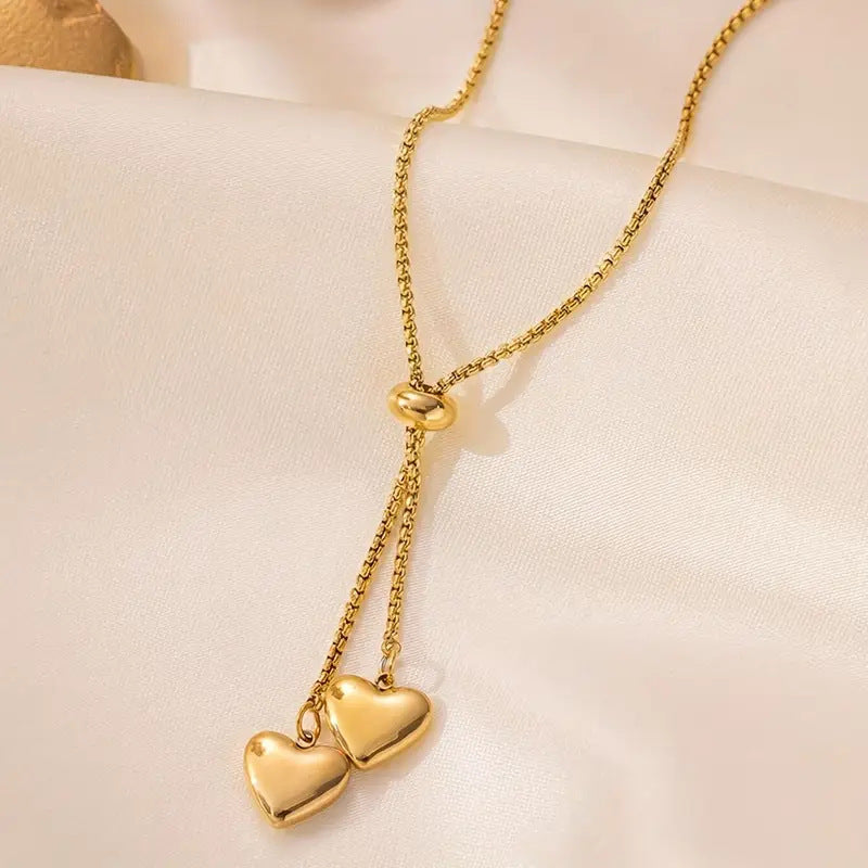 SNKL08 - Love Heart Charms Stainless Steel Necklace