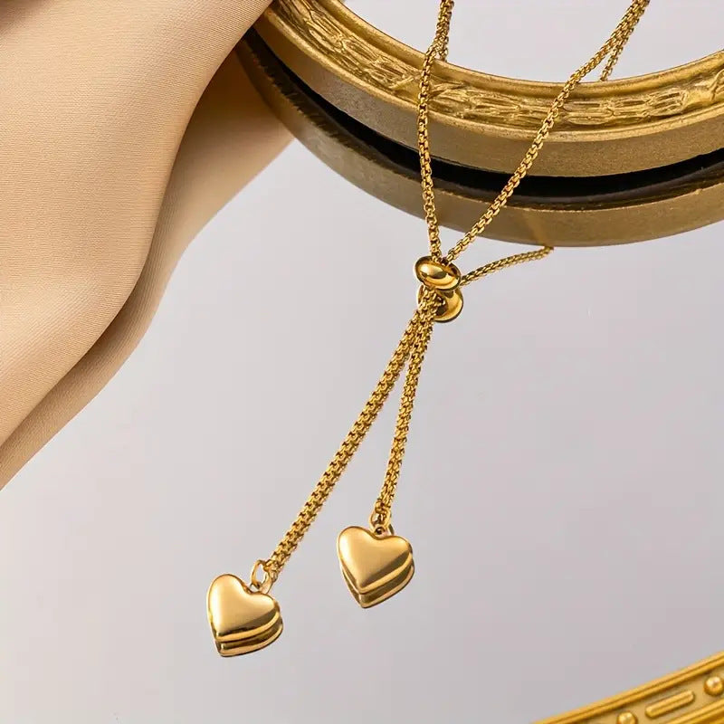 SNKL08 - Love Heart Charms Stainless Steel Necklace