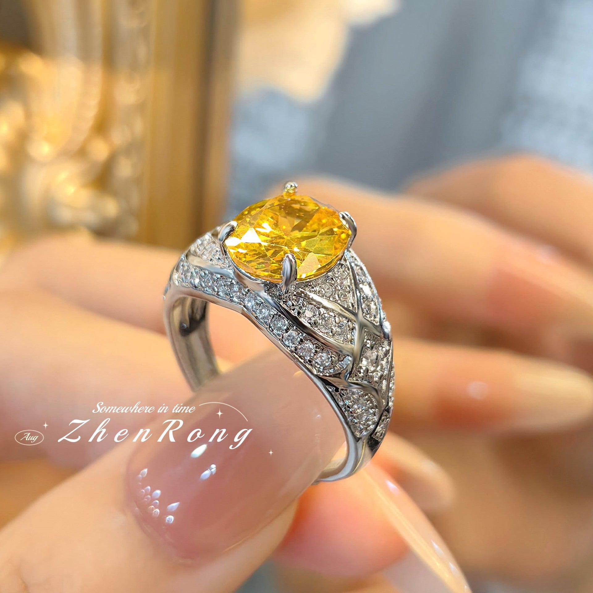 Luxurious Oval Yellow Ring- Adjustable