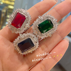 Retro Emerald Fashion Ring Temperament Agate Red Light Luxury