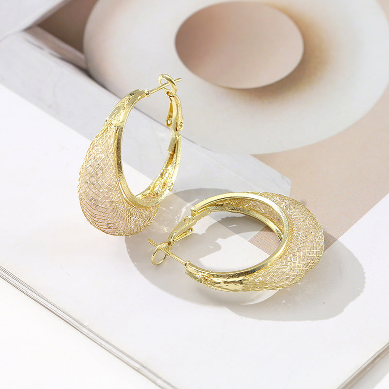 Mesh crystal earrings