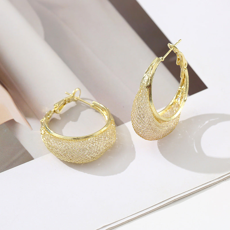 Mesh crystal earrings