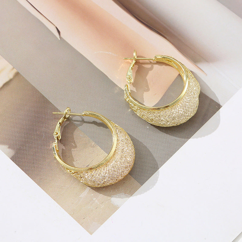 Mesh crystal earrings