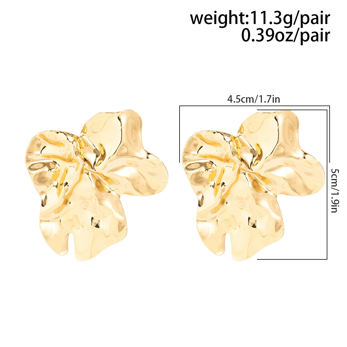 Metal Petal Flower Stud Earrings