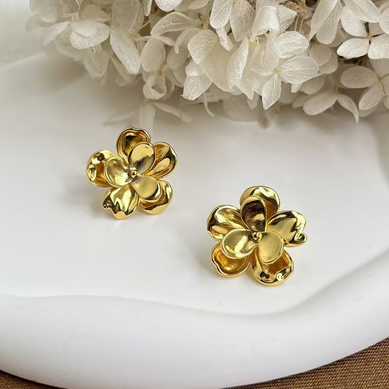 ER491 - Metallic Flower Earrings