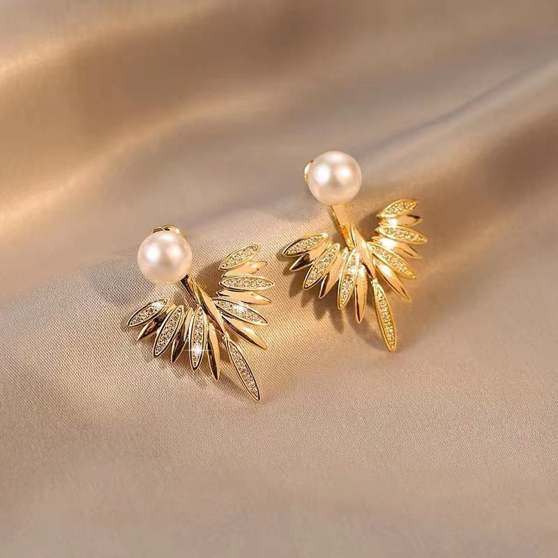ER476 - Micro-inlaid Feather Earrings
