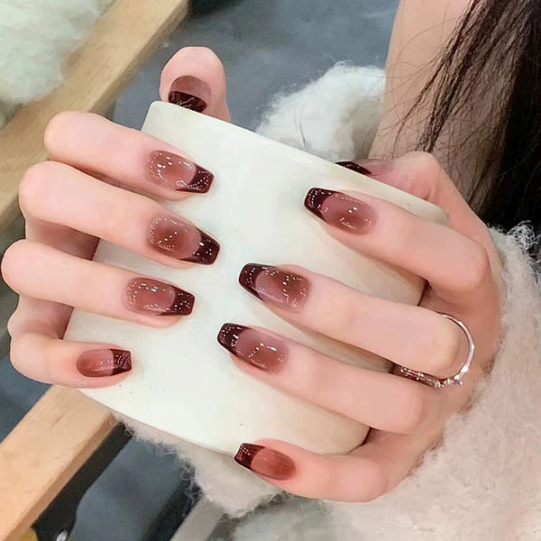 Minimalist French Style Fake Nails - 24Pcs