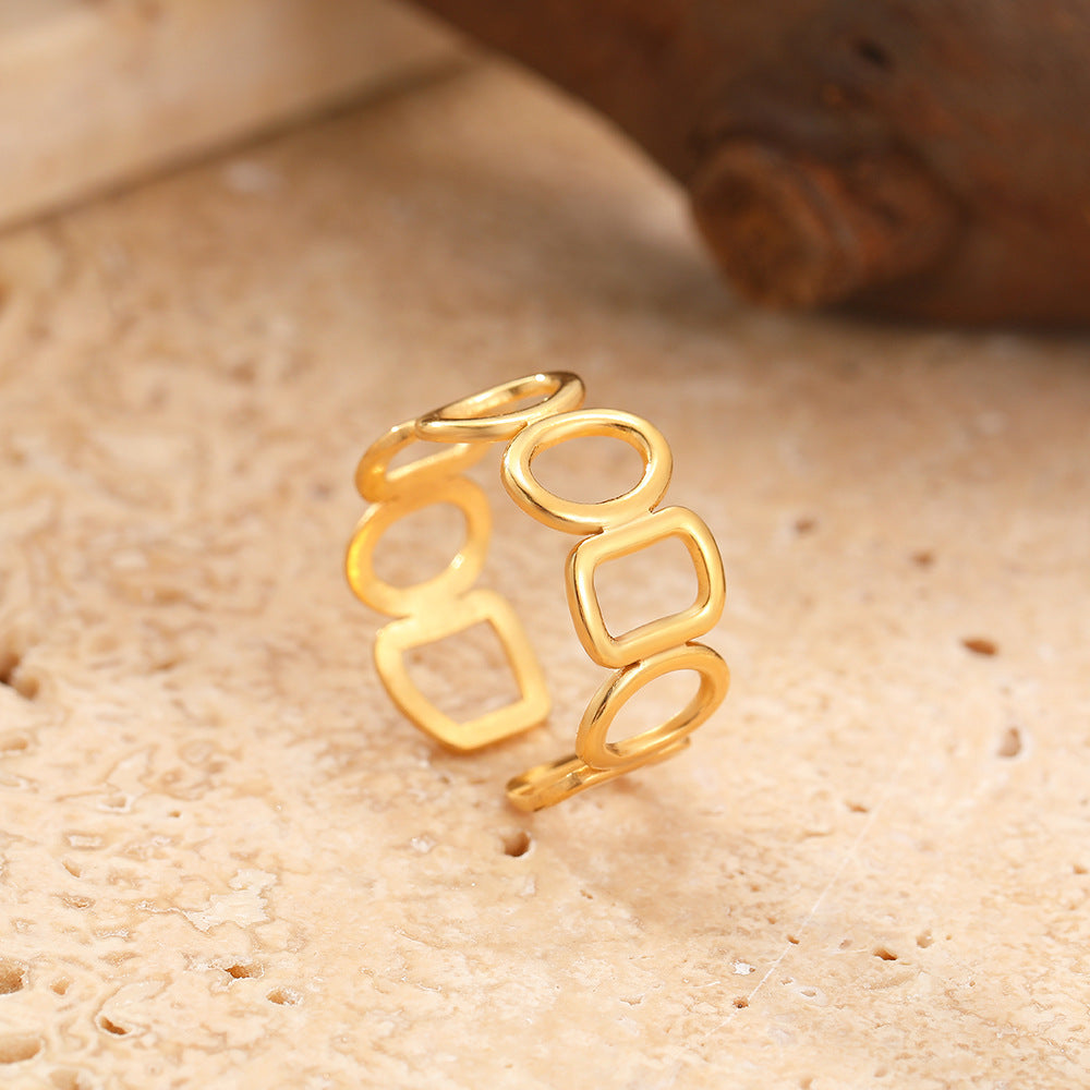 SRNG-02 - Minimalist Geometry Stainless Steel Ring - Adjustable