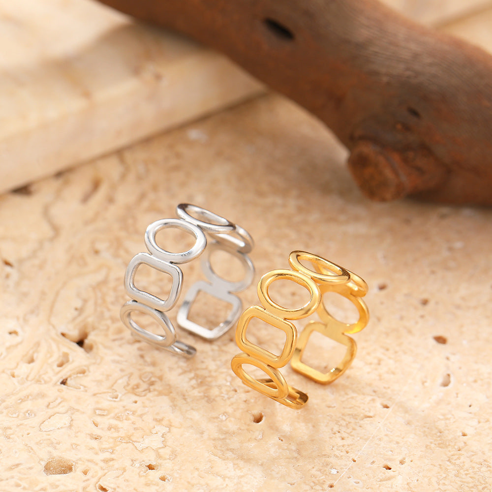 SRNG-02 - Minimalist Geometry Stainless Steel Ring - Adjustable