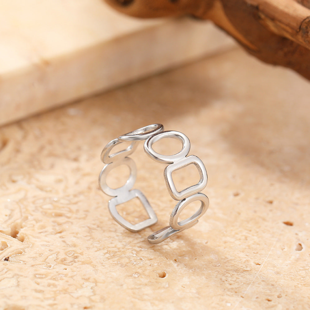 SRNG-02 - Minimalist Geometry Stainless Steel Ring - Adjustable