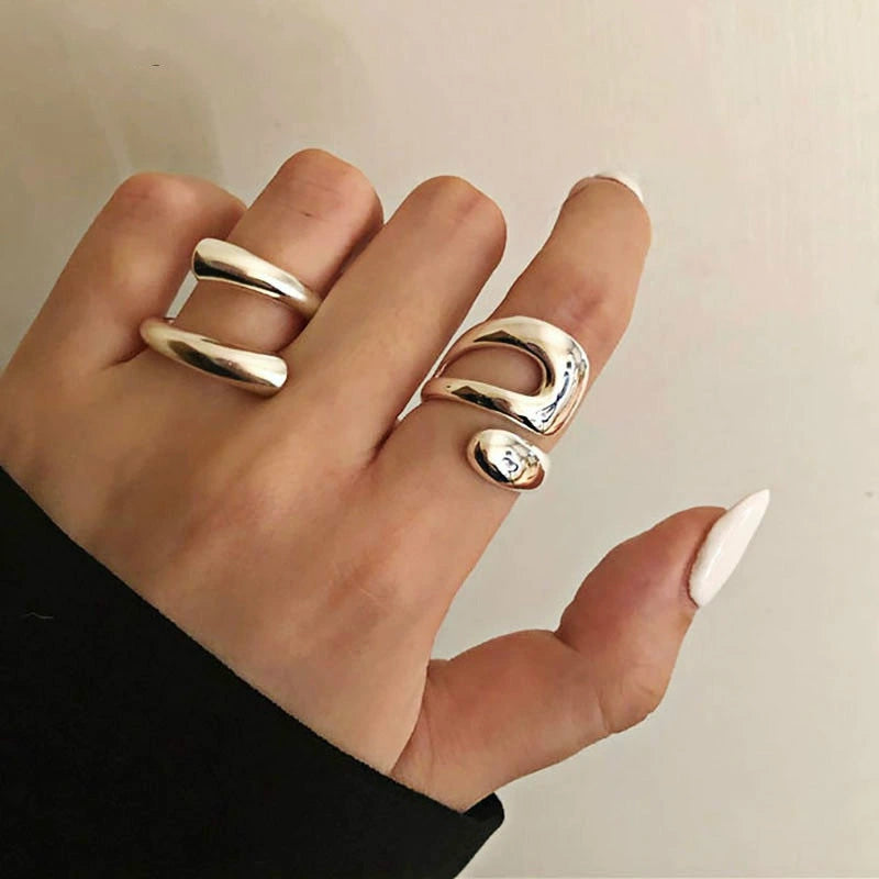 Minimalist Gold & Silver Open Rings Set