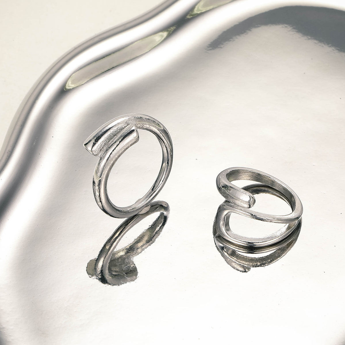 Minimalist Gold & Silver Open Rings Set
