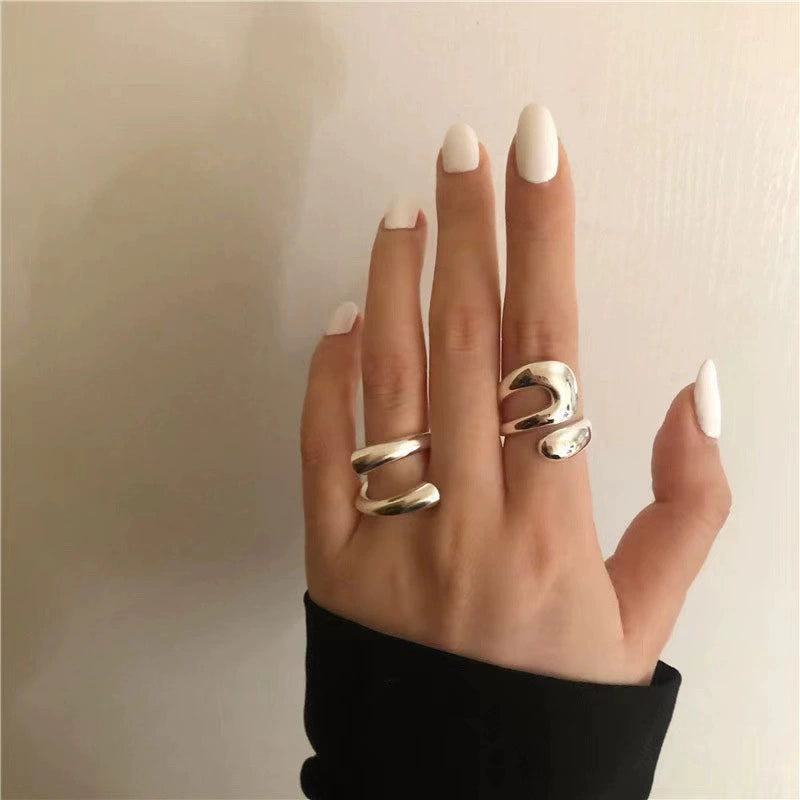Minimalist Gold & Silver Open Rings Set
