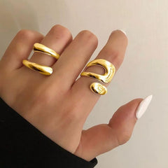 Minimalist Gold & Silver Open Rings Set