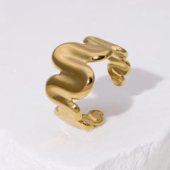 SRNG-41 - Minimalist Irregular Stainless Steel Ring - Adjustable