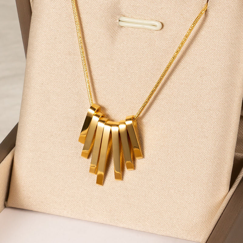 Modern Gold-Plated Bar Titanium Steel Necklace