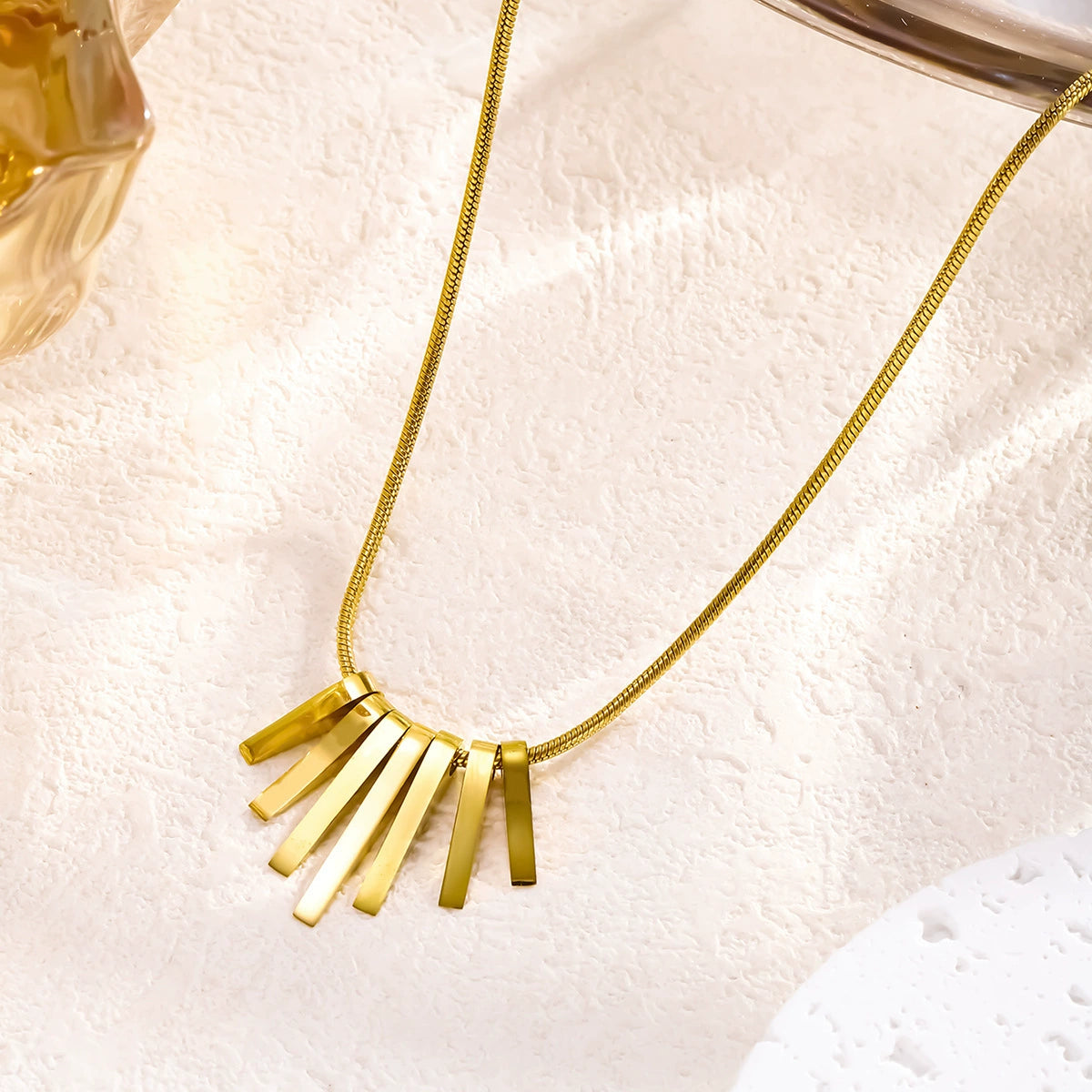 Modern Gold-Plated Bar Titanium Steel Necklace