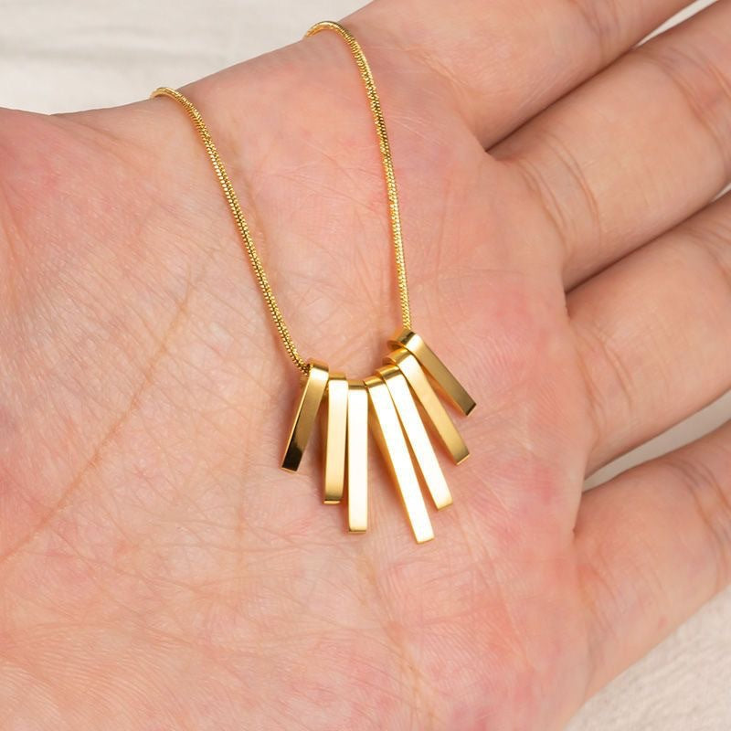 Modern Gold-Plated Bar Titanium Steel Necklace