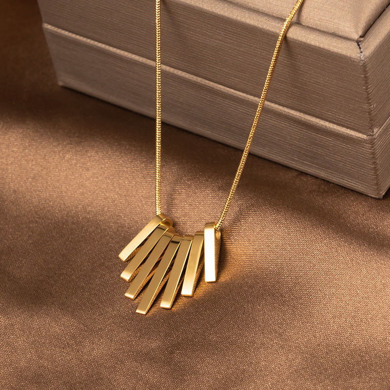 Modern Gold-Plated Bar Titanium Steel Necklace