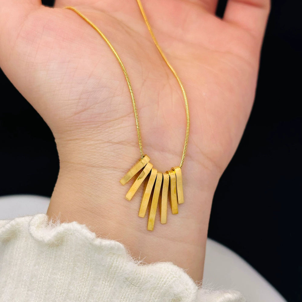 Modern Gold-Plated Bar Titanium Steel Necklace