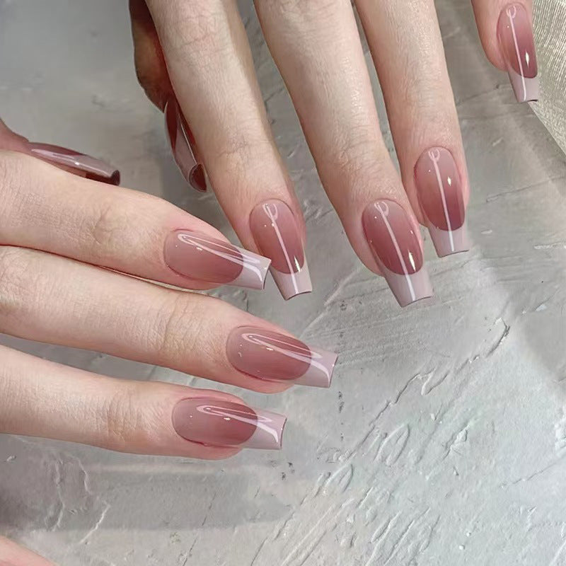 Nail 05 - French Taro Paste (24Pcs) - Free Nail Kit Included