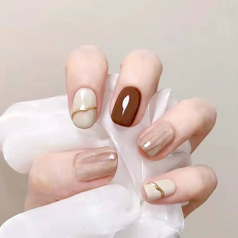 Nail 12 - Nude Color Smudge (24Pcs) - Free Nail Kit Included