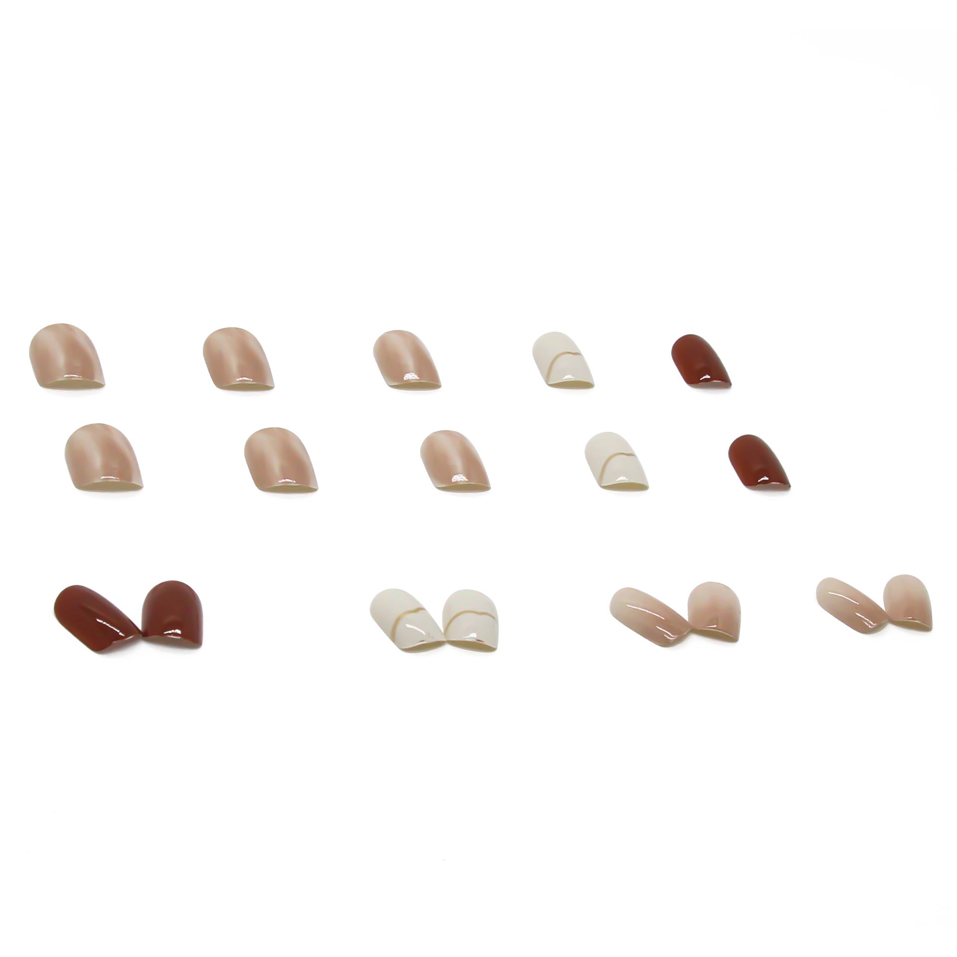 Nail 12 - Nude Color Smudge (24Pcs) - Free Nail Kit Included
