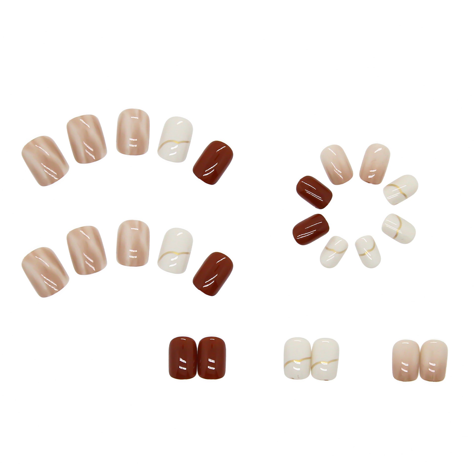 Nail 12 - Nude Color Smudge (24Pcs) - Free Nail Kit Included