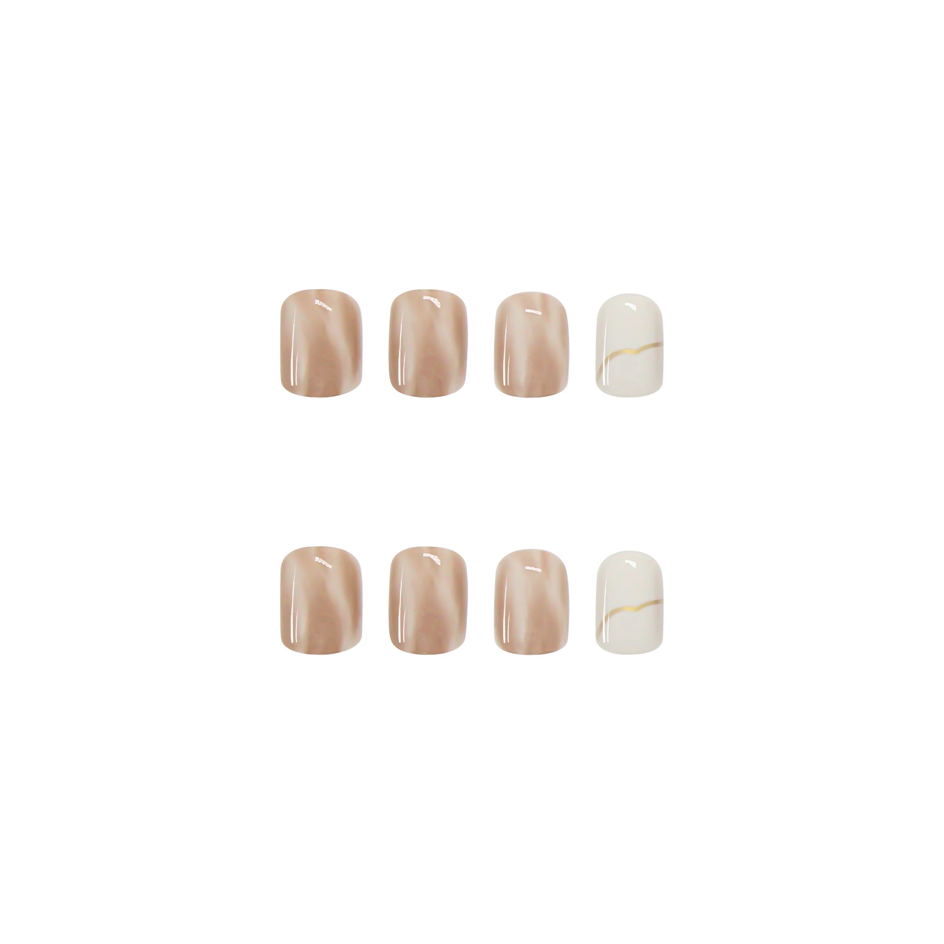 Nail 12 - Nude Color Smudge (24Pcs) - Free Nail Kit Included
