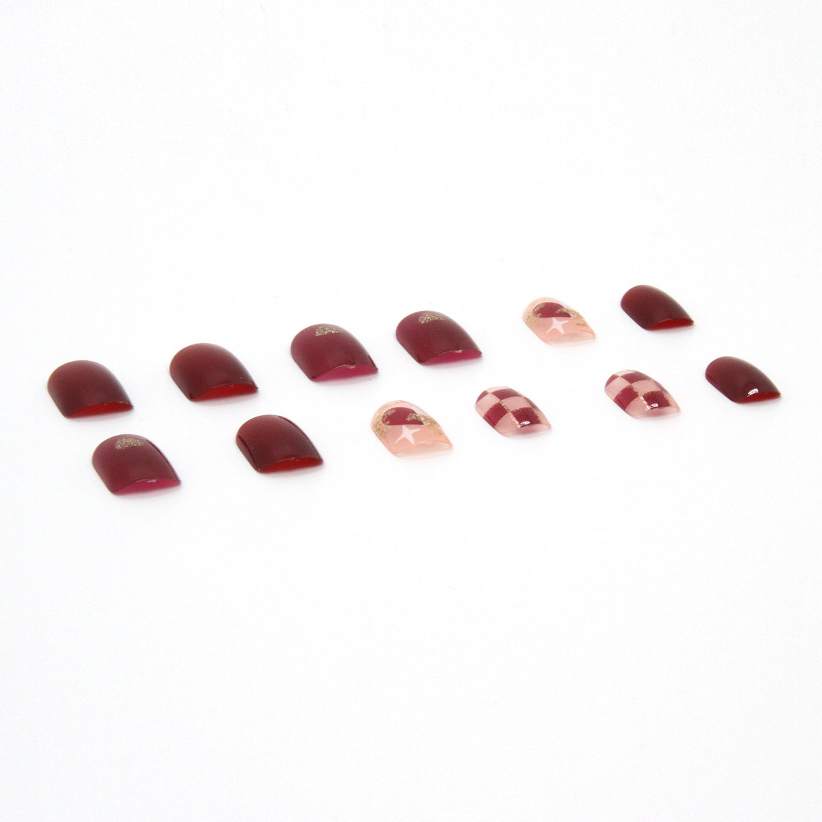 Nail 13 - Sweetheart Chessboard (24Pcs) - Free Nail Kit Included