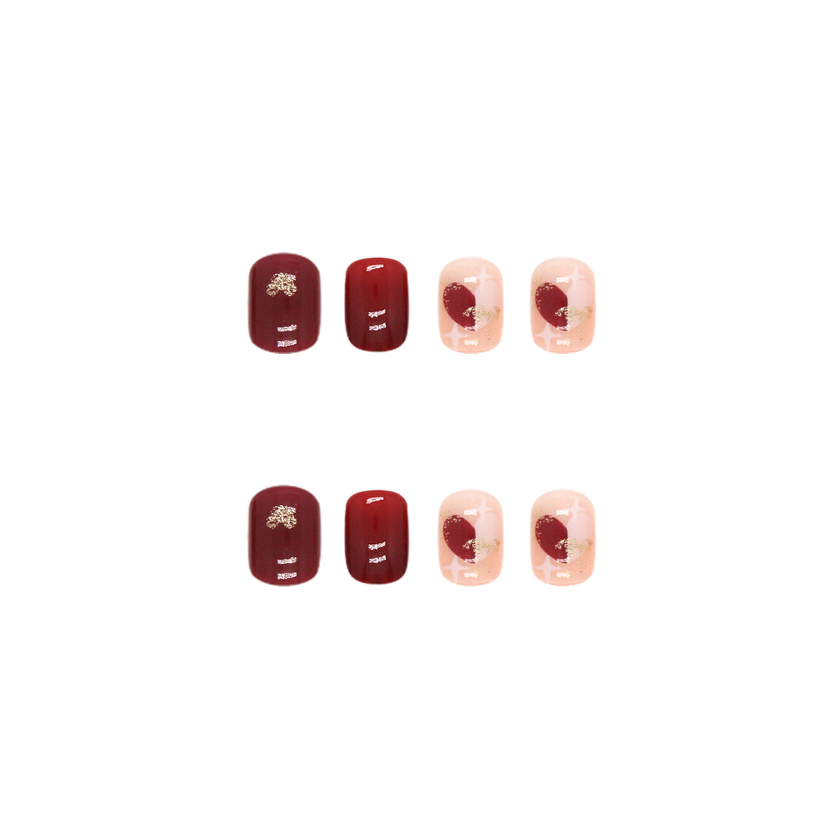 Nail 13 - Sweetheart Chessboard (24Pcs) - Free Nail Kit Included