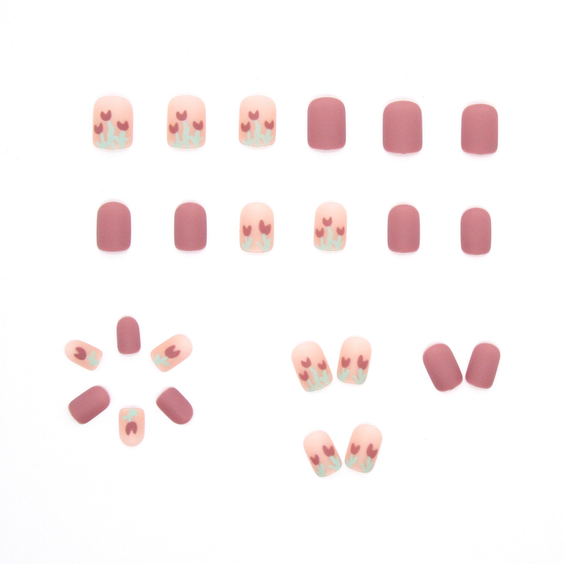 Nail 14 - Matte Tulip (24Pcs) - Free Nail Kit Included