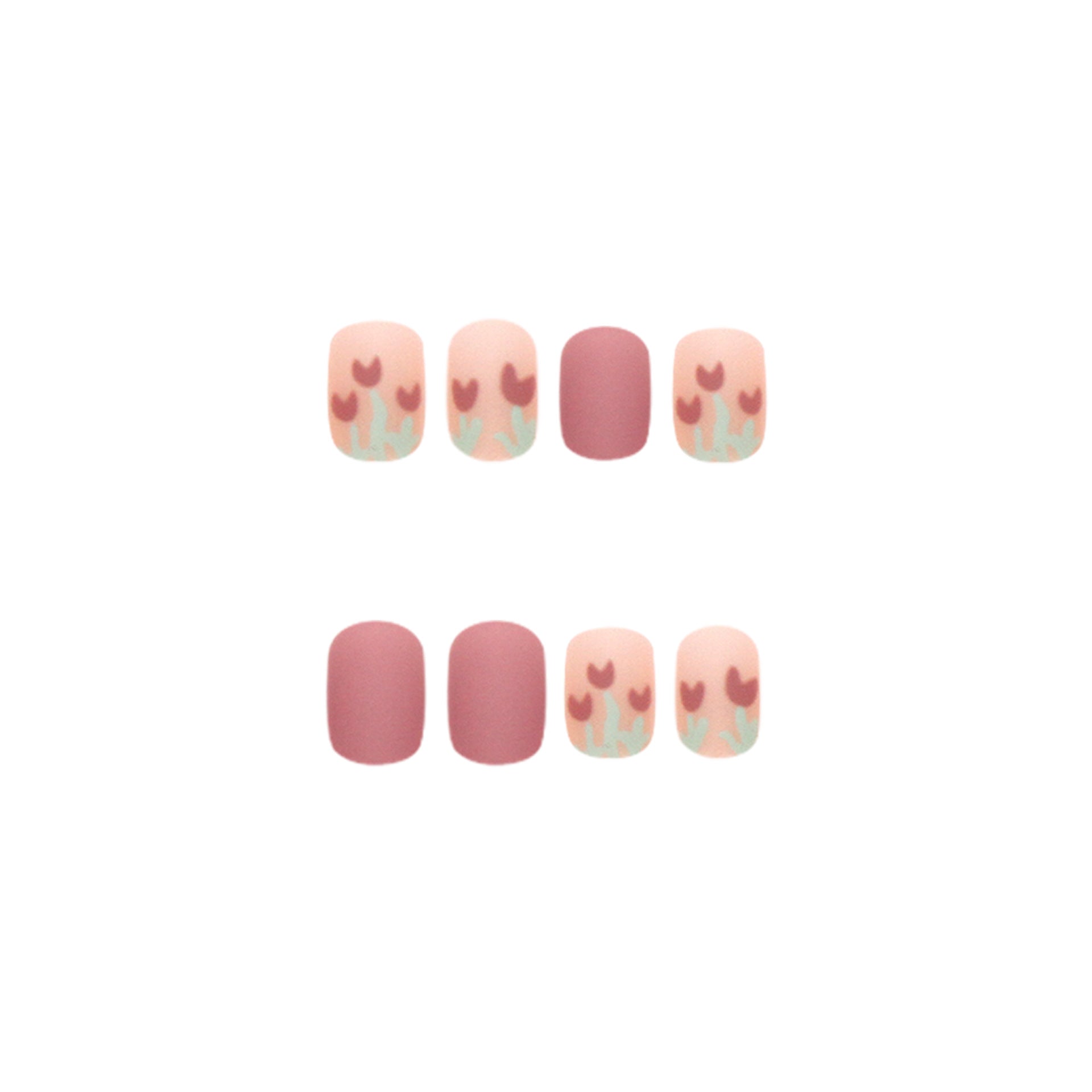 Nail 14 - Matte Tulip (24Pcs) - Free Nail Kit Included