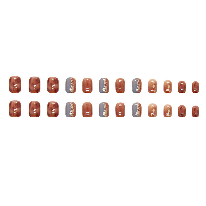 Nail 22 - Caramel Smudge (24Pcs) - Free Nail Kit Included