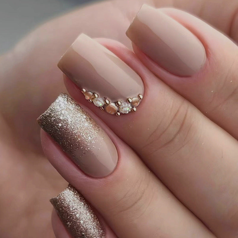 Nail 26 - Gold Diamond Stack (24Pcs) - Free Nail Kit Included