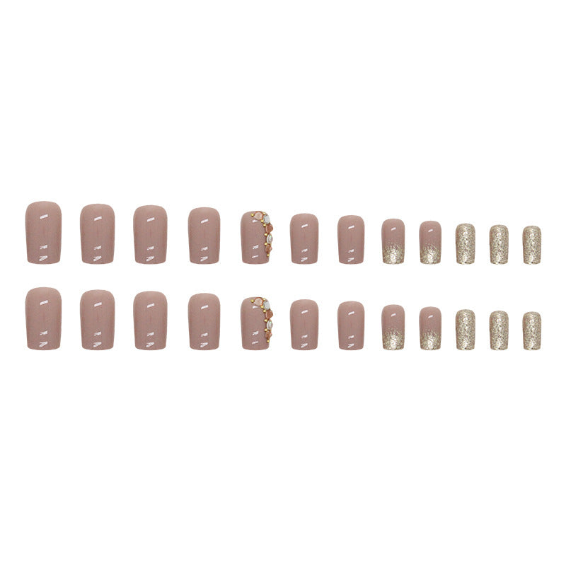 Nail 26 - Gold Diamond Stack (24Pcs) - Free Nail Kit Included