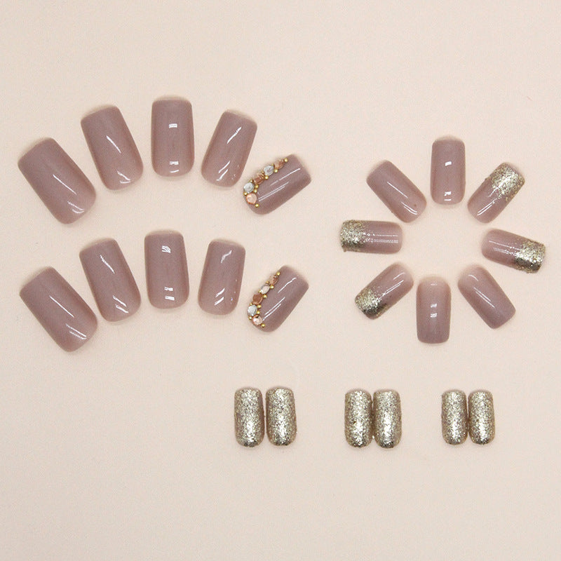 Nail 26 - Gold Diamond Stack (24Pcs) - Free Nail Kit Included